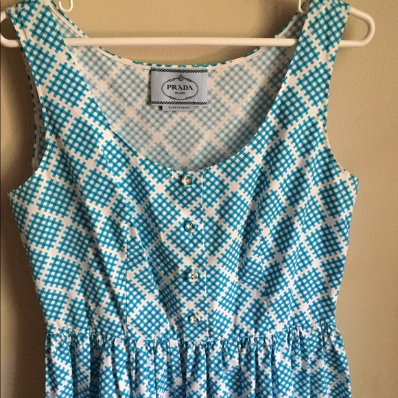Prada Blue Gingham Dress NWOT - Picture 3 of 8